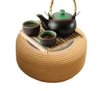 Genérico Pouf Exterior - Reposapiés Tejido para Terraza | Asiento de Suelo para Jardín Terraza Espacio Exterior Estilo Costero Junto a la Piscina