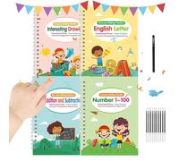 Genérico Práctica De Escritura Con Para Niños | Cuaderno Reutilizable con s Guía - Set Reutilizable Caligrafía Para Trazar Letras Edades 3-8 Aprendizaje Preescolar Guardería