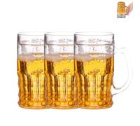 Genérico Prank Beer Mug, Fake Beer Glass, 400ml Large Capacity Double Layer Funny Beers Stein with Handles, Leak-Proof Insulated, Realistic Prank Cup for Bars Beverages (3pcs)