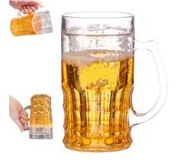 Genérico Prank Beer Mug, Fake Beer Glasses, Double Layer Funny BeerMug, Plastic Fake Double Mugs with Handles, Realistic Funny Prank Drinking Cup, For Bar Beverages, Pranks and Parties (1PC)