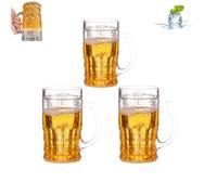 Genérico Prank Beer Mug, Fake Beer Mug, 420ml Double Layer Realistic Beers Cup with Handles, Large Capacity Funny Prank Drinking Cup with Mezzanine, for Bar Beverages, Parties (3PCS)