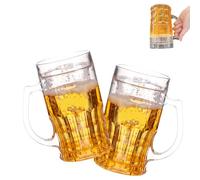 Genérico Prank Beer Mug, Funny Fake Beer Glasses, 400ml Double Layer Funny Be r Stein, Fake Double Fak Beers Mug with Mezzanine, Leak-Proof Insulated, for Bar Beverages, Prank and Parties (2Pcs)