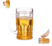 Genérico Prank Beer Mug, Funny Fake Beer Glasses,420ml Double Layer Funny Beer Stein, Fake Double Fake Beers Mug with Mezzanine, Realistic Prank Cup for Bars Beverages (1pcs)