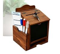 Genérico Prayer Request Box - Wood, Decorative Lockable Donation Holder | Secure Collection Station With Pen & Card For Churches, Classrooms, Schools, Charity, Voting, Offering, Comments