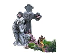 Generico Praying Angel Statue Solar Light - 7.87x4.61x4.09in Angel Statue | Praying Angels Figurines Statues with Solar Light | Grave Cemetery Memorial Decorations for Outside Yard Lawn Patio