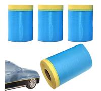 Genérico Pre Taped Masking Film, 4 Roll Protective Sheeting Cover, Adhesive Paint Film for Clean Protection, Easy Apply Drop Sheet Roll, Home Car Furniture Window Wall Painting Use