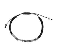 Genérico Precioso Plateado Pulsera Tejida a Mano con Cuentas de Acero Inoxidable y Piedras biliares Negras para el Día de la Madre Para Pulsera Anillos, talla única, Acero inoxidable, No Gemstone