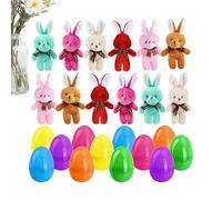 Genérico Prefilled Easter Eggs - Plush Stuffed Bunny Pendant | Ready To Use Easter Eggs Set For Kids Boys Girls Family Gathering Holiday Event Preschool Spring Celebration Party Favor Basket Stuffer