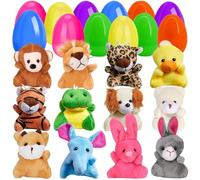 Genérico Prefilled Easter Eggs With Mini Plush Animals | Fabric, Assorted, 12-36 Pack | Easter Basket Fillers For Kids Egg Hunt & Party Favors | Classroom Prize Supplies & Spring Gift Toys