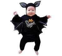 Genérico Premier costume d'Halloween pour nouveau-né, garçon et fille, combinaison cosplay chauve-souris en velours doux, avec capuche, pour bébé de 0 à 12 mois (Black, 12-18 Months)
