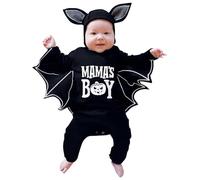 Genérico Premier costume d'Halloween pour nouveau-né garçon et fille, salopette cosplay citrouille avec capuche, tenue bébé chauve-souris en coton doux, idéal pour 0-24 mois (Black, 3-6 Months)
