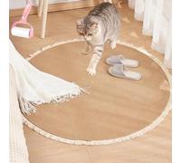 Genérico Premium Cotton Rope Area Rug for Cats, Washable Round Vintage Reversible Woven Tassel Rugs, Cat Scratching Rug for Soft Durable and Stylish Home Accent