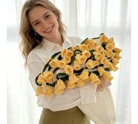 Genérico Premium Rose/Sunflower Bouquet Blanket, Handmade Crochet Flower Blanket, Soft Cozy for Valentine Girlfriend Birthday or Anniversary, Valentine's Day Home Decoration (Lily B,43.3in)