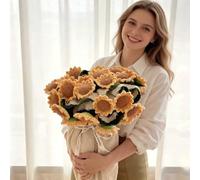 Genérico Premium Rose/Sunflower Bouquet Blanket, Handmade Crochet Flower Blanket, Soft Cozy for Valentine Girlfriend Birthday or Anniversary, Valentine's Day Home Decoration (Sunflower,31.5in)