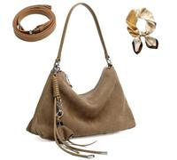 Genérico Premium Suede Leather Handbag for Women, Vintage Slouchy Large Capacity Shoulder Bags, Trendy Elegant Commute Crossbody