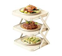 Genérico Prep Tray Storage Rack - 3 Tier Foldable Space Saving, Kitchen Side Organizer Shelf, Vertical Ingredient Stand, Sauce Dish Holder, Portable BBQ Countertop Station, Food Prep Base | For Che