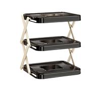 Genérico Prep Tray Storage Rack - 3 Tier Foldable Space Saving, Kitchen Side Organizer Shelf, Vertical Ingredient Stand, Sauce Dish Holder, Portable BBQ Countertop Station, Food Prep Base | For Che