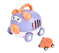Genérico Press Go Car - Cartoon Animal Inertia Race Vehicle for Kids, Cute Sliding Friction Toy That Promotes Fine Motor Skills, Educational Play Car Boys Girls, 6 Inches