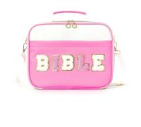 Genérico Pretty Bible Bag for Women, Bible Cover Case for Women, Quilted Bibles Cover Case with Shoulder Strap Carrying Bags, Large Preppy Chenille Letter Bibles Tote Bag Gifts for Girls (Rose Red)