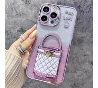 Genérico Pretty Lady Case Cover for iPhone with Mirror, Glitter Magnetic Case with Invisible Stand, Fully Covered and Drop-Proof, for iPhone 16/15/14/13/12 Series (Pink,14plus)