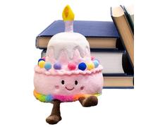 Genérico primer cumpleaños pastel de juguete - de peluche musical con una melodía de feliz cumpleaños, adorable diseño en forma de pastel | Manual Soft Singing Birthday Companion, Juguete de fiesta
