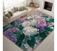 Genérico Primer Plano Lirios Rústico De Cuento De Hadas, Alfombras para Salon Alfombra Lavable en la Lavadora Comedor Dormitorio Decoración del Hogar Alfombra Antideslizante (Blanca Lila, 60 x 90 cm)