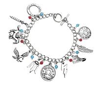 Genérico PRINCESS CUTENESS STORE Percy Jackson Camp Half Blood Poseidon Olympian Demigod Chunky Charm Silver Tone Bracelet