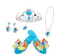 Genérico Princess Jewelry Set, Elegant Dress Up Accessories Kit, 5 Piece Costume Collection with Storage Box, Polished Gem Ornaments, Fantasy Toys with Glitter, Pretend Play for Girls Parties