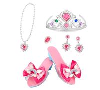 Genérico Princess Jewelry Set, Elegant Dress Up Accessories Kit, 5 Piece Costume Collection with Storage Box, Polished Gem Ornaments, Fantasy Toys with Glitter, Pretend Play for Girls Parties