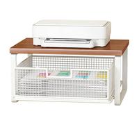 Genérico Printer Stand - Storage Organizer Shelf | Double Tier Space Saving Rack with Pull out Basket for Office Desk Kitchen Counter Microwave Coffee Maker Craft Room Workstation Home