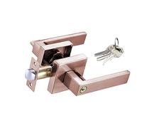 Genérico Privacy Door Handle - 3-Bar Knob With Lock | Aluminum Alloy Square Lever Exterior Lockset For Bedroom Front Gate Garage, Heavy Duty Matte Black