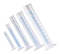 Genérico Probeta Graduada de Plástico Azul 5 Piezas 50 Ml 100 Ml 250 Ml 500 Ml 1000 Ml Base Estable para Laboratorio Medición Precisa y Uso Escolar Científico