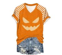 Genérico Problema Resuelto Camiseta Mujer Cuello V/Redondo Disfraz Halloween Bloody Top con Salpicaduras Problem Solved Traje, A-oro., XXL