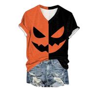 Genérico Problema Resuelto Camiseta Mujer Cuello V/Redondo Disfraz Halloween Bloody Top con Salpicaduras Problem Solved Traje, B-oro, XXL