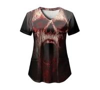 Genérico Probleme Resolu T Shirt, Camiseta de manga corta con cuello en V, para disfraz de Halloween, Sandía Roja #2, S