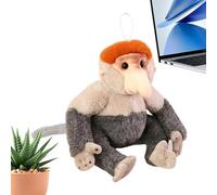 Genérico Proboscis Monkey Plush Doll | 13 Inch Height, Soft Plush Cotton Fill | Realistic Animal Toy, Vacuum Compressed | Stuffed Monkey For Kids, Wildlife Gift, Nursery Decor, Travel Friendly