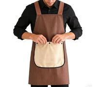 Genérico Professional Cross-Back Apron - Removable Side Towel Bib, Easy-Wear No-Tie Smock, Waterproof Kitchen Workwear, Multi-Pocket Utility Apron, Chef BBQ Grilling Gear, Gardening Painting