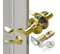 Genérico Professional Entry Door Lever, Wave Style Locking Handle with Keys, Heavy Duty Security Hardware, Ergonomic Reversible Deadlocking Latched Lever, for Front Entrance and Office