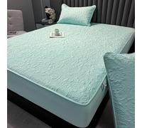 Genérico Protector De Colchón Impermeable Funda De Colchón Acolchada con Elástico De 30 Cm De Profundidad Sábana Bajera Transpirable, Lavable A Máquina,Azul,120x200cm(47x79inch)