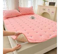 Genérico Protector De Colchón, Sábana Bajera Acolchada De Algodón Impermeable, Cálida, Transpirable, Antideslizante, Silenciosa, Cómoda Y Lavable A Máquina,Rosado,90x200cm(35x79inch)