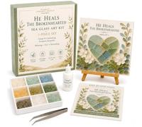 Genérico Psalms of Comfort & Strength Sea Glass Art Kit for Adults, Christian DIY Craft Kit Wall Decor, Religious Gift for Women, with Inspirational Bible Verse Design, Faith Home Decor Wall Art (E)