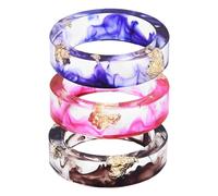 Genérico Pubyfun Everring, Sherum Everring, Clear Resin Wedding Band Fashion Resin Cocktail Ring, Transparent Acrylic Dry Flower Design (G,10)
