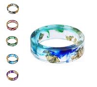 Genérico pubyfun everring，Yoolif Everring,Sherum Sheremart Ever Ring,Handmade Transparent Acrylic Resin Dry Flower Clear Ring Gift，Bands for Wedding Band Engagement Rings Cocktail Party (Blue,21mm)