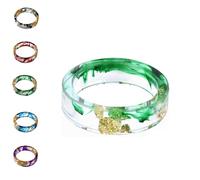 Genérico pubyfun everring，Yoolif Everring,Sherum Sheremart Ever Ring,Handmade Transparent Acrylic Resin Dry Flower Clear Ring Gift，Bands for Wedding Band Engagement Rings Cocktail Party (Green,17mm)