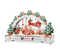 Generico Pueblo de Navidad de madera DIY - Decoración iluminada de escritorio, casa de de escritorio, para librería, alféizar, estudio, mesita de noche, dormitorio, salón, oficina