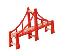 Genérico Puente Rojo de Vías de Tren de Juguete de Madera Paso Elevado Compatible Maqueta de Vías Accesorio para Colección de Trenes Infantiles a Partir de 3 Años