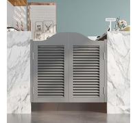 Genérico Puerta Abatible de Café, Puerta Abatible de Madera Maciza para Interiores, Puerta Vaiven de Cierre Automático, para Salón, Cocina, Bar, Trastero de Restaurante, Divisor(Gris,H100cm x W147cm)