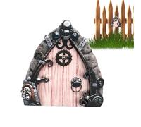 Generico Puerta de hadas, puertas de hadas para árboles al aire libre,Puerta de los elfos de la casa, puerta de mini gnomos - Puertas artísticas de jardín de hadas de madera, decoración de accesorios