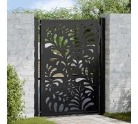 Genérico Puerta de jardín Negra 100x125 cm diseño Ondulado de Acero,Bricolaje,Vallas de jardín,Puertas de jardín-4100970