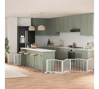 Genérico Puerta de Perros Plegable 10 Paneles Madera álamo Blanca 800 cm,Producto para Mascotas y Animales,Productos para Mascotas,Productos para Perros,Casetas y cercados para perros-3155619